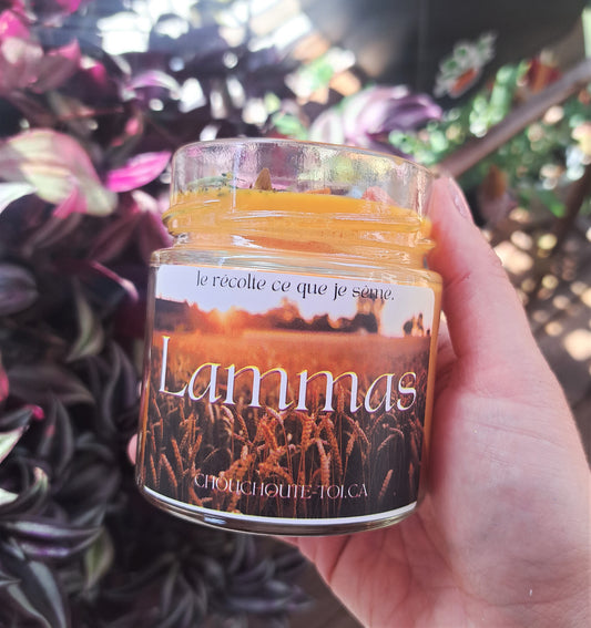 Lammas bougie de soja avec mèche de bois crépitante