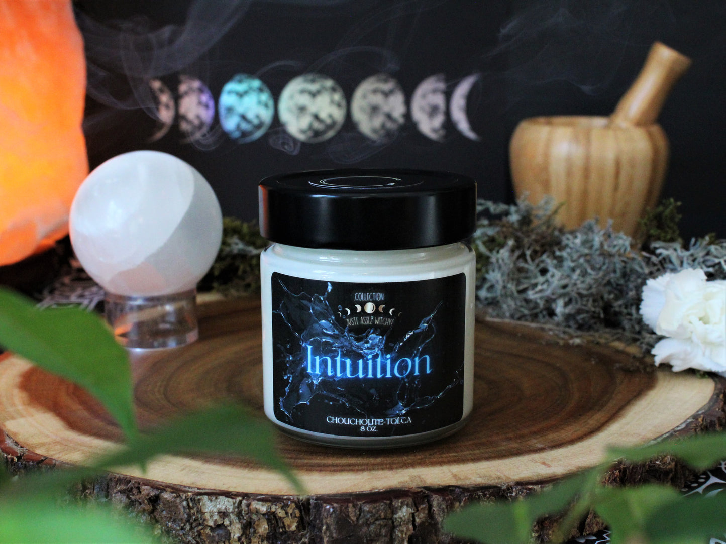 Intuition, bougie de soja avec mèche de bois crépitante pour rituels