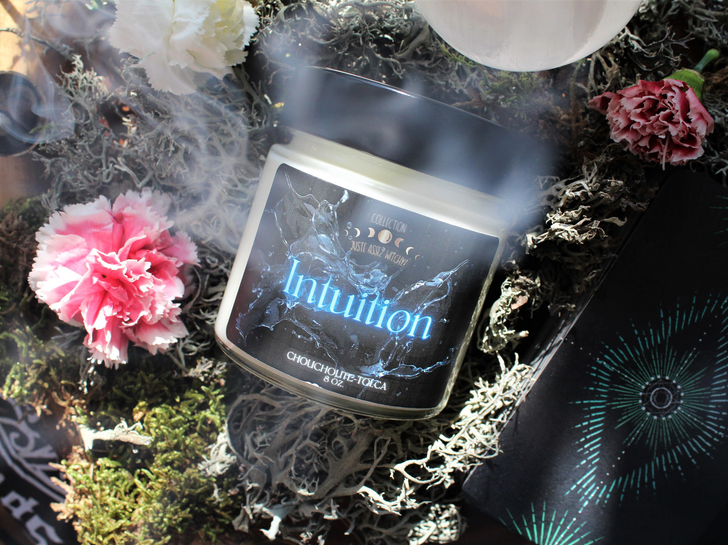 Intuition, bougie de soja avec mèche de bois crépitante pour rituels