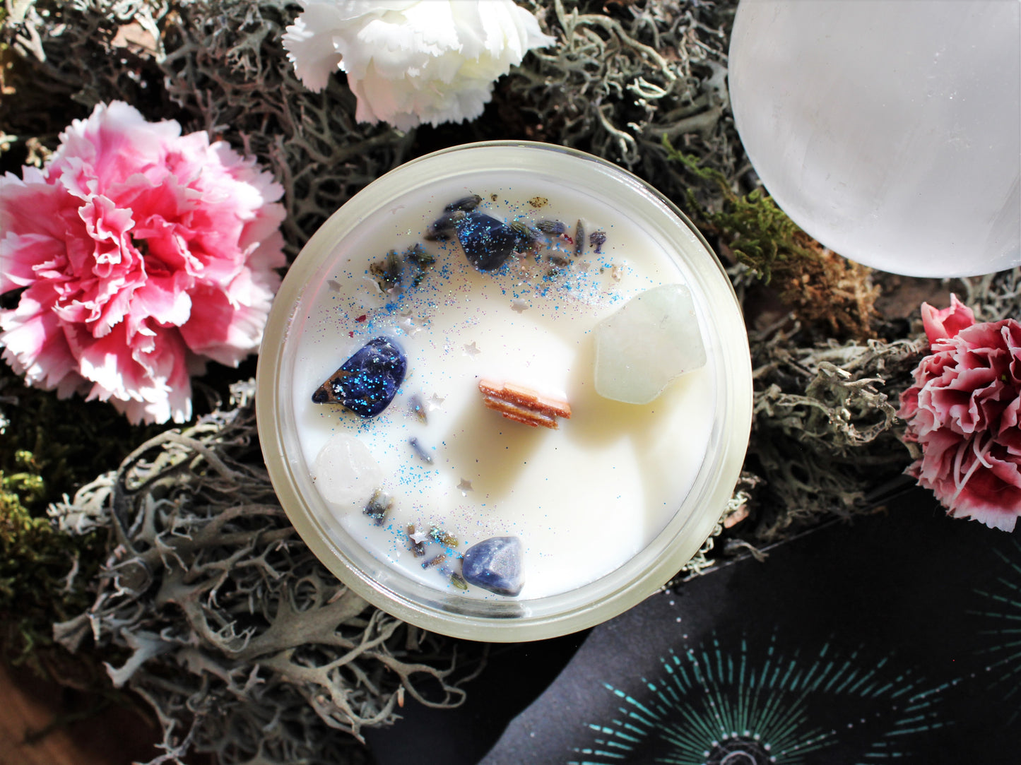 Intuition, bougie de soja avec mèche de bois crépitante pour rituels